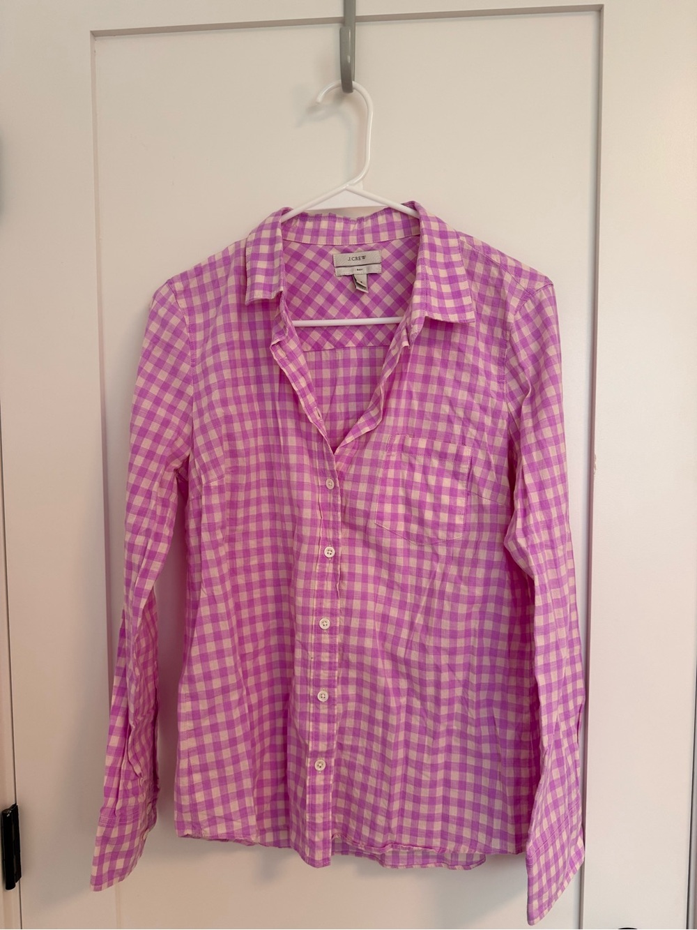 J.Crew Pink Gingham Longsleeve Button Down Shirt